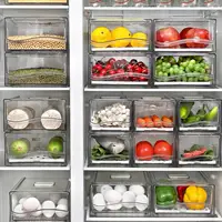 Organisateur de réfrigérateur, bacs de rangement de réfrigérateur empilables, conteneurs de stockage des aliments réutilisables, organisateur de tiroir de réfrigérateur dans la cuisine à domicile 4
