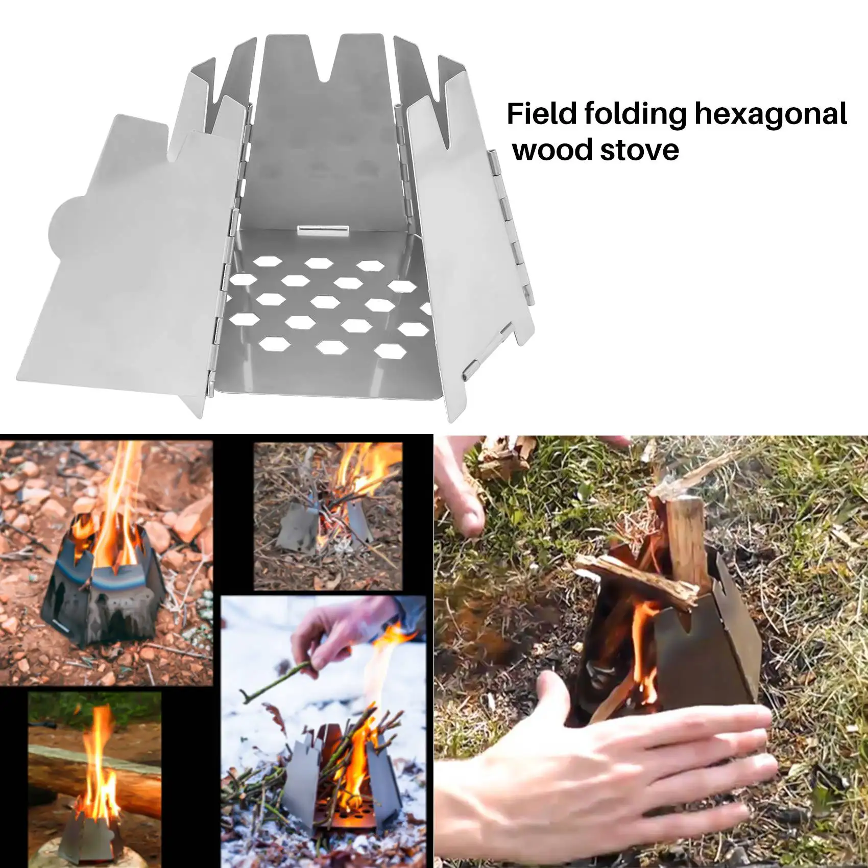 Outdoor Mini Folding Hexagon Wood Stove Stainlesss Steel Portable Furnace  Cooking Survival Bbq Picnic Burners - AliExpress