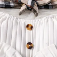 Baby Girls Summer Long Sleeve With Button Plaid For Preppy Style Party Dress 4