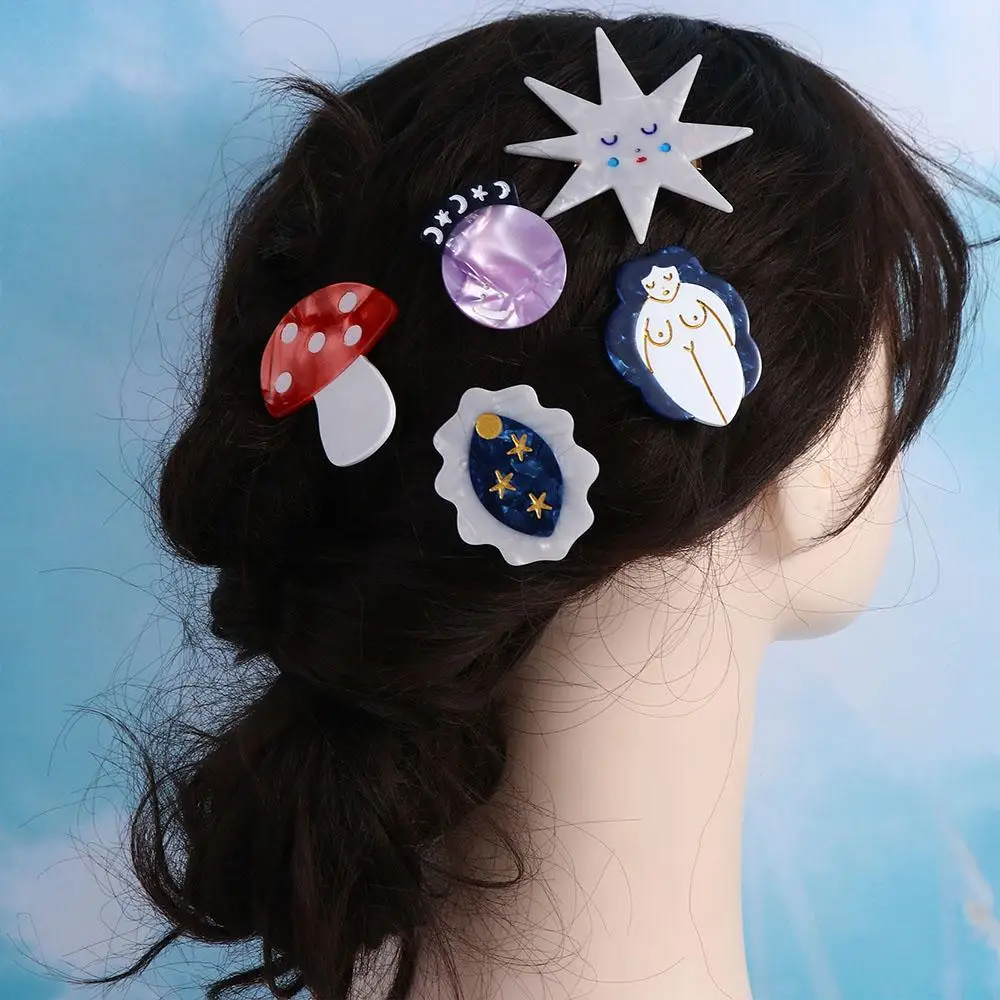 

Hair Side Clips Fairy Tale Hairpins Magic Ball Moon Barrettes Korean Duckbill Clips Acetate Hair Clips Mushroom Women Hairpins