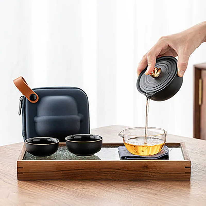 Porcelain Gaiwan Tea Set, Teapot Infuser, Kung Fu Travel, Office, Household Chinese Tea Ceremony Set, 1 Pot, 2 Cup