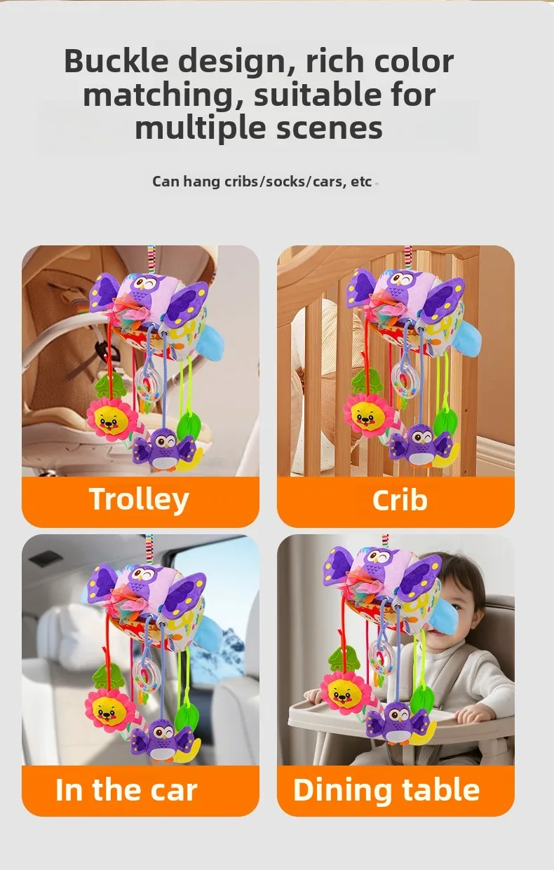 Sonajeros de animales para bebé, cochecito de cama, juguetes con campana, capacidad de agarre para recién nacido, muñecas de entrenamiento, juguete educativo de felpa infantil de 0 a 12 meses