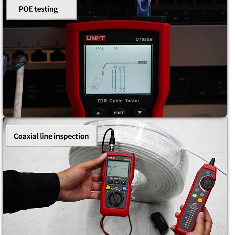 UNI T Network Cable Tester TDR UT685B KIT Cable Tracker Lan Tester RJ45 RJ11 Detector Wiring LCD Display Network Tool 4