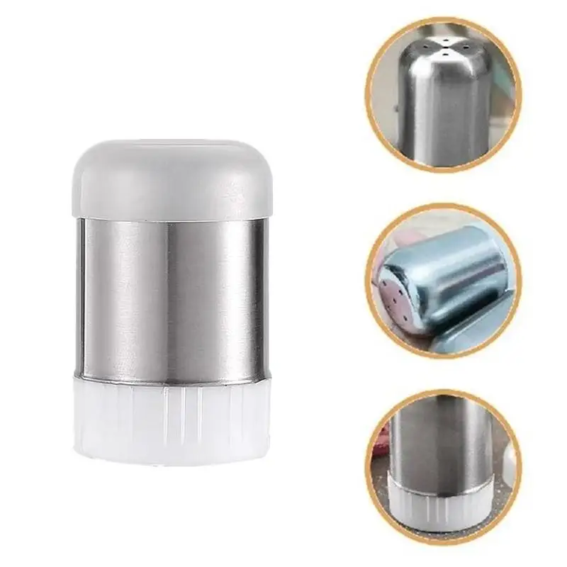 5-Loch-Salzstreuer aus Edelstahl, tragbare Mini-Gewürzflasche mit Staubschutz, kleine Pfefferflasche, Gewürzglas, Küchenwerkzeug – Detail 7