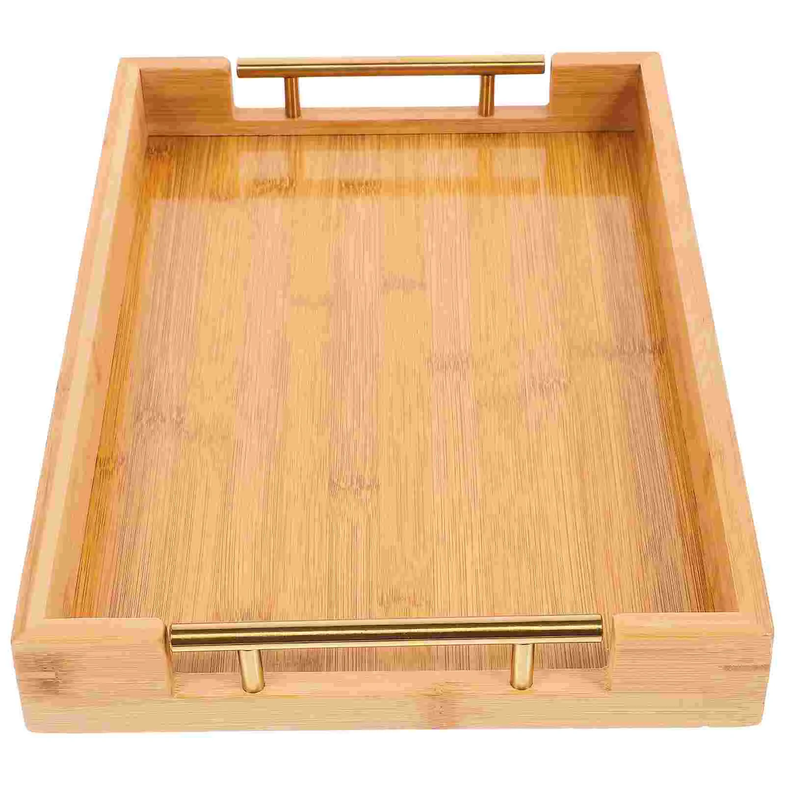 

Bamboo Tray Metal Handle Tray Teacup Serving Tray for Dining Room Table