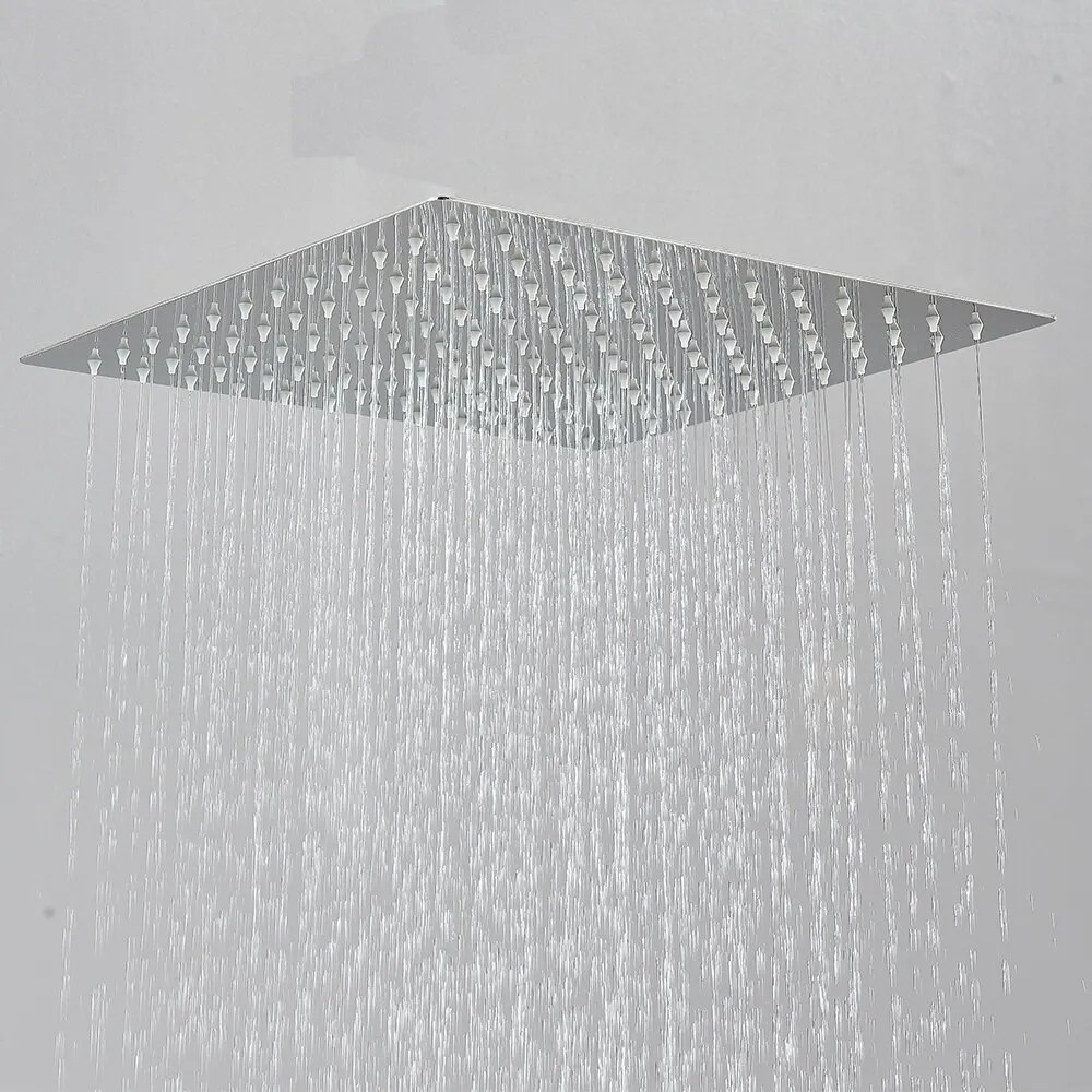 Shower Head Chrome Rain Shower Head Square 8/10/12 Inch Stainless Steel 304 Ultra-Thin Rainfall Heads Faucet