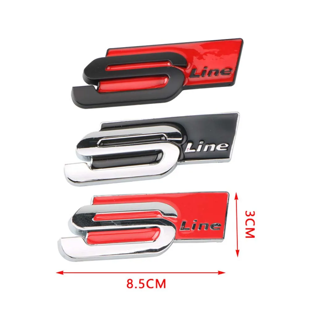 

3D Metal Sline S LINE Side Fender Badge Emblem Sticker Decals for Audi A1 A3 A4 A5 A6 A7 A8 Q3 Q5 Q7 Q8 TT Car Accessories