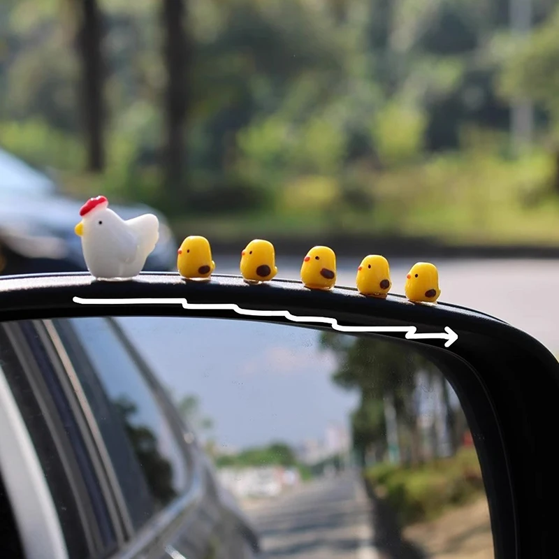 Funny Rooster & Hen Car Decor - Dashboard & Rearview Mirror Ornament, Resin Interior Accessories