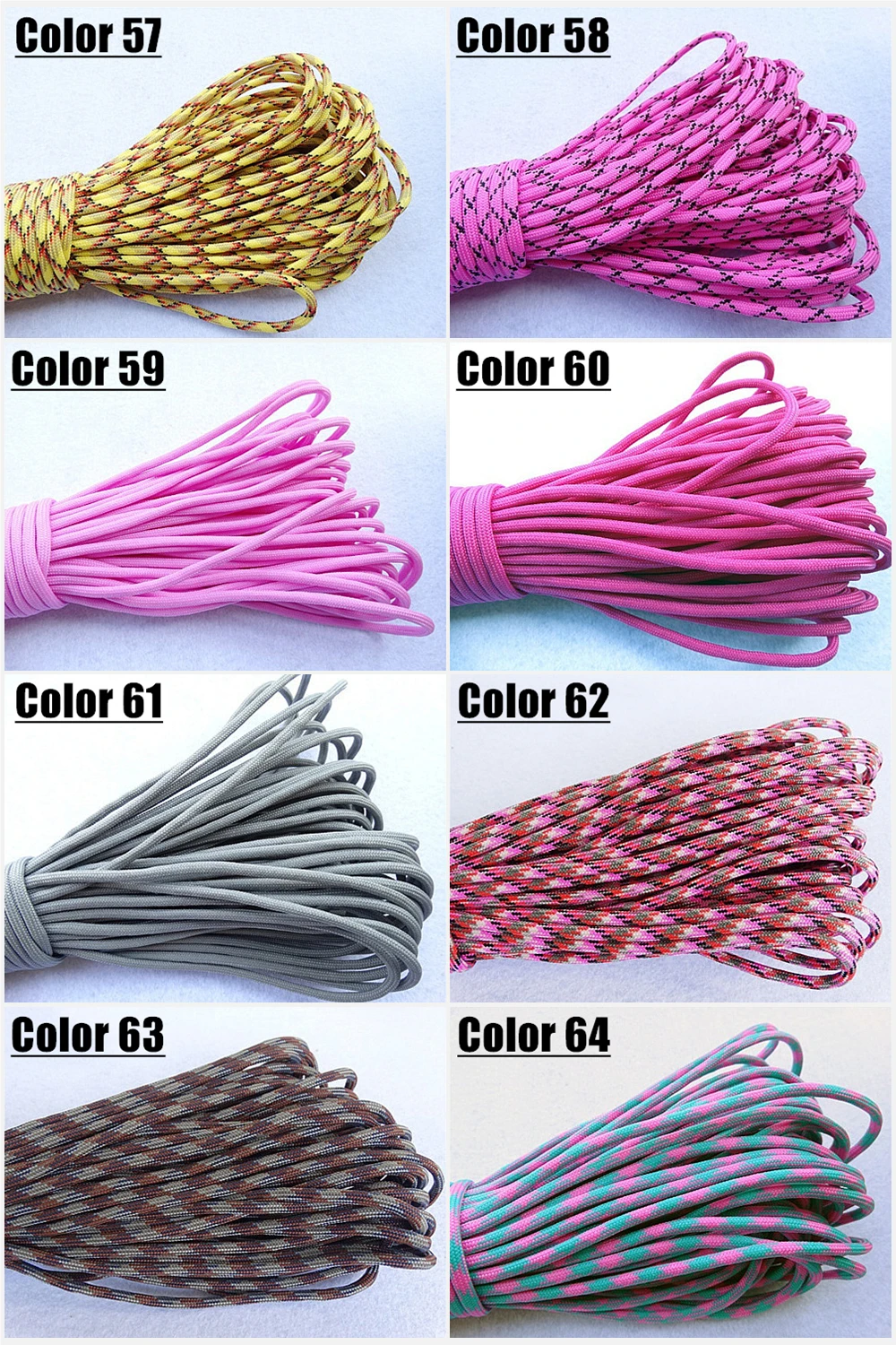 1 Stück 100FT 550 Paracord Fallschirmschnur Lanyard Mil Spec Typ III 7 Strang Kern zum Klettern Camping Schnallen Armband 41-80 – Detail 5