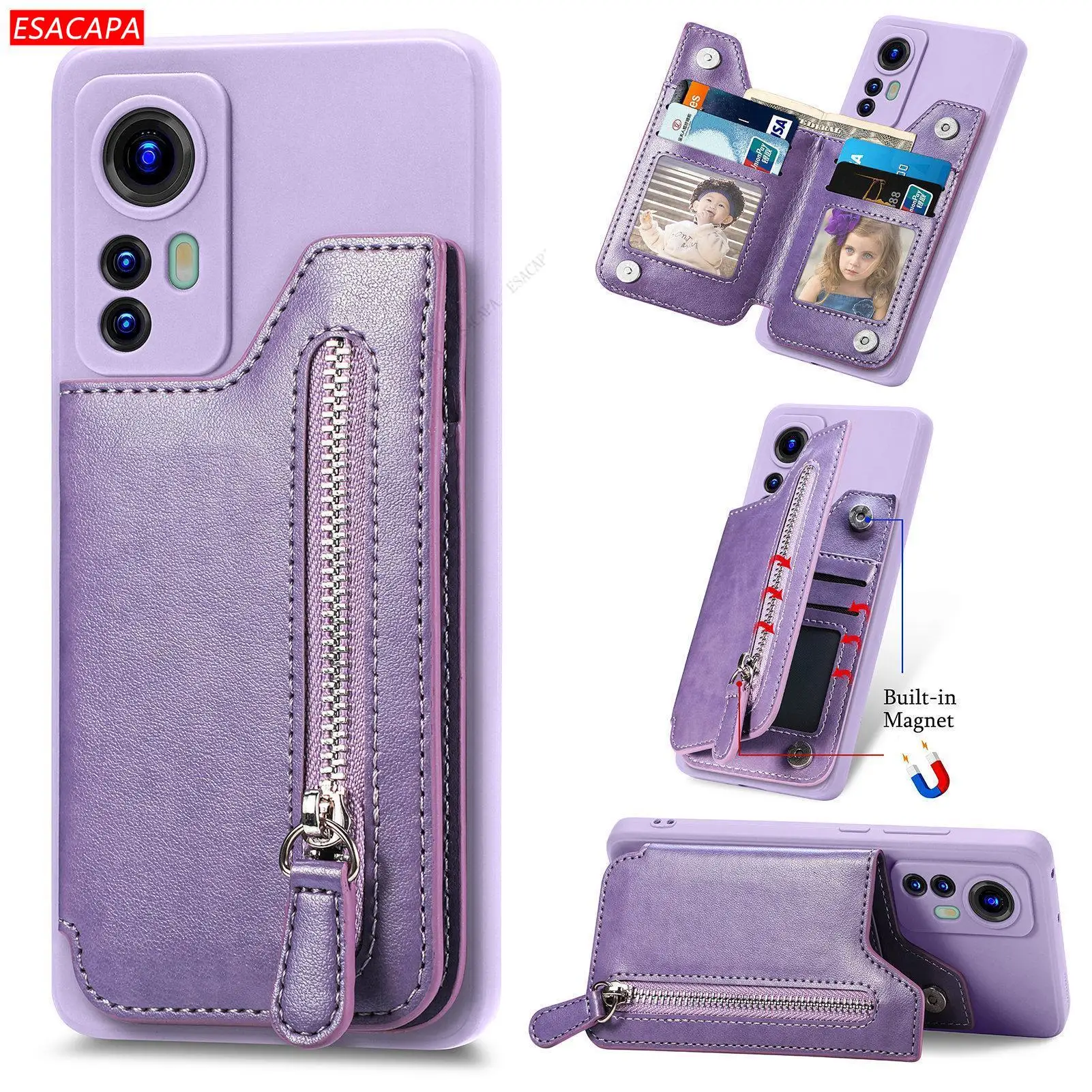 Portafoglio Con Cerniera Porta Carte Di Credito Custodia In Pelle Per Xiaomi Poco M4 Pro X4 Pro Poco M5 M3 X3 Pro X3 Nfc C40 12T Pro Poco X3 Cover Mag