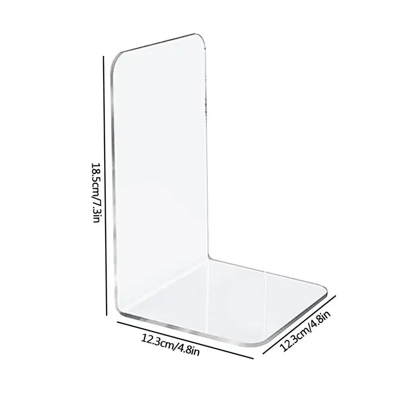 L-Shaped Transparent Acrylic Bookends Stand Bookshelf Desktop Decorative Storage Rack Holder School Stationery