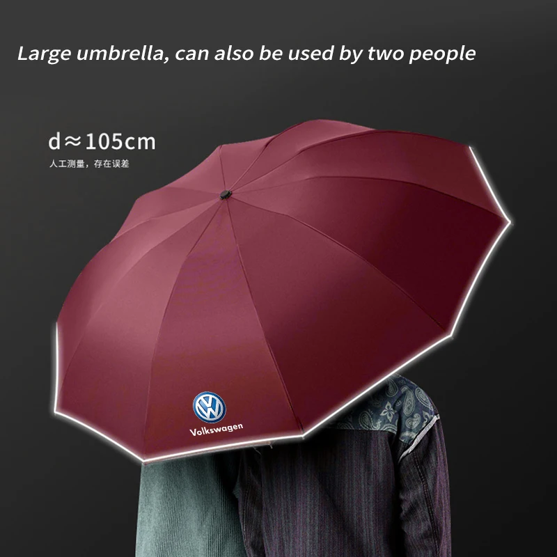 Car logo umbrella automatic folding windproof sunshade for Volkswagen models