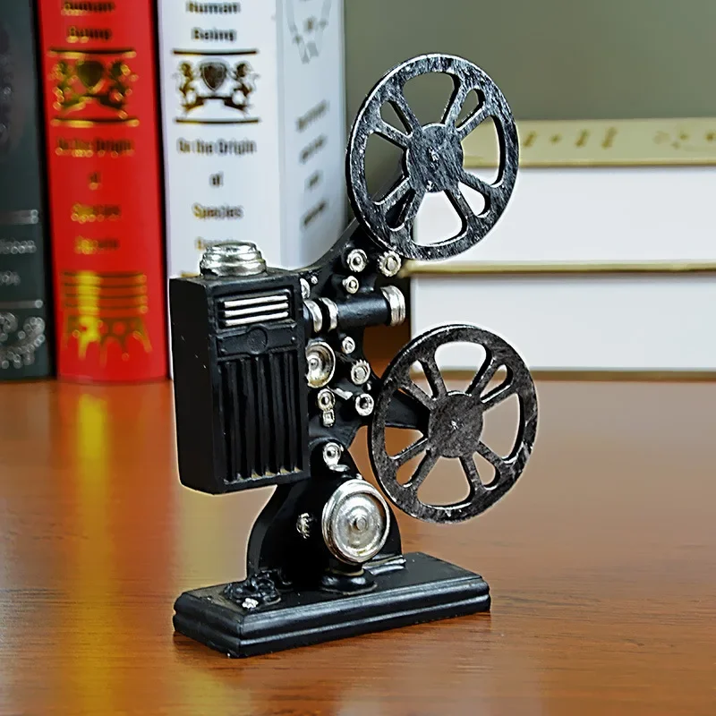 Creative Retro Nostalgic Make Old Projector Telephone Resin Model Store Window Crafts Coffee Shop Restaurant Decoration Home 1Pc