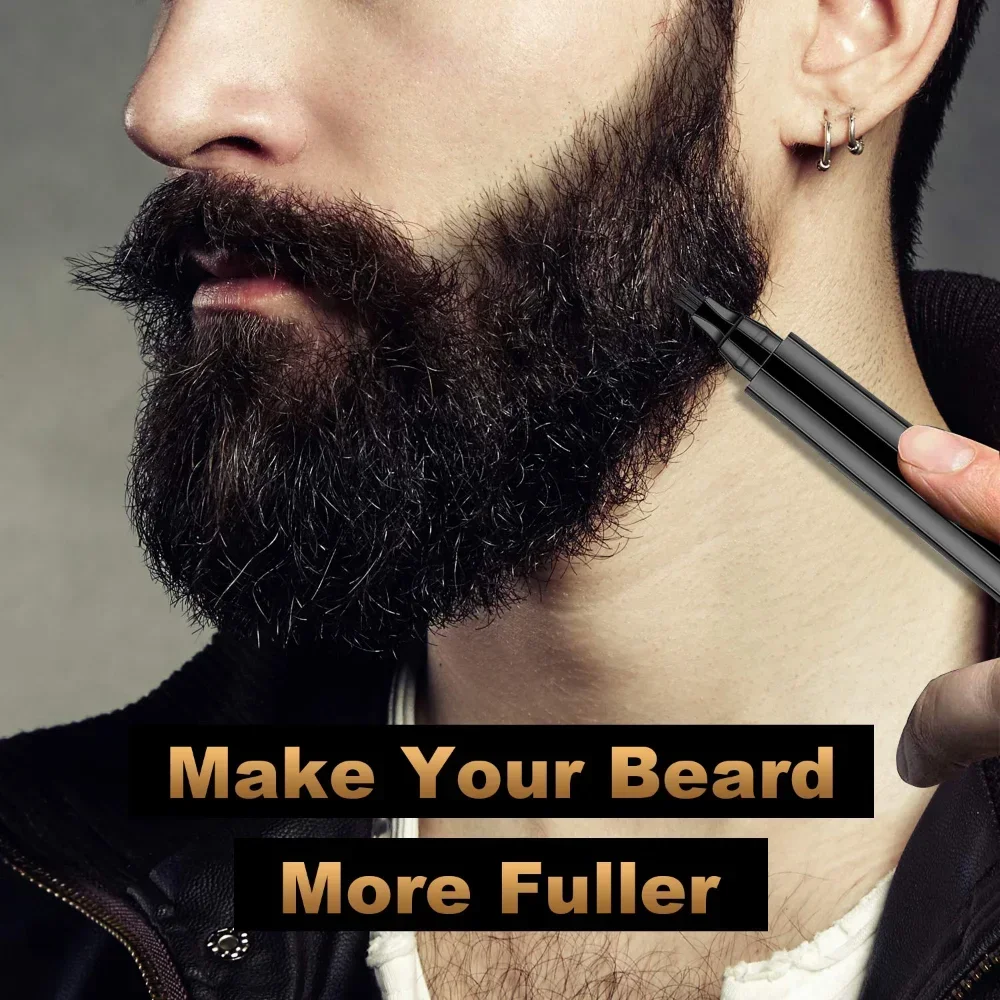 Hot Sale Beard Filling Pen Kit Beard Enhancer Brush Coloring Shaping Tools Waterproof Black Brown Hair Pencil Man Cosmetic