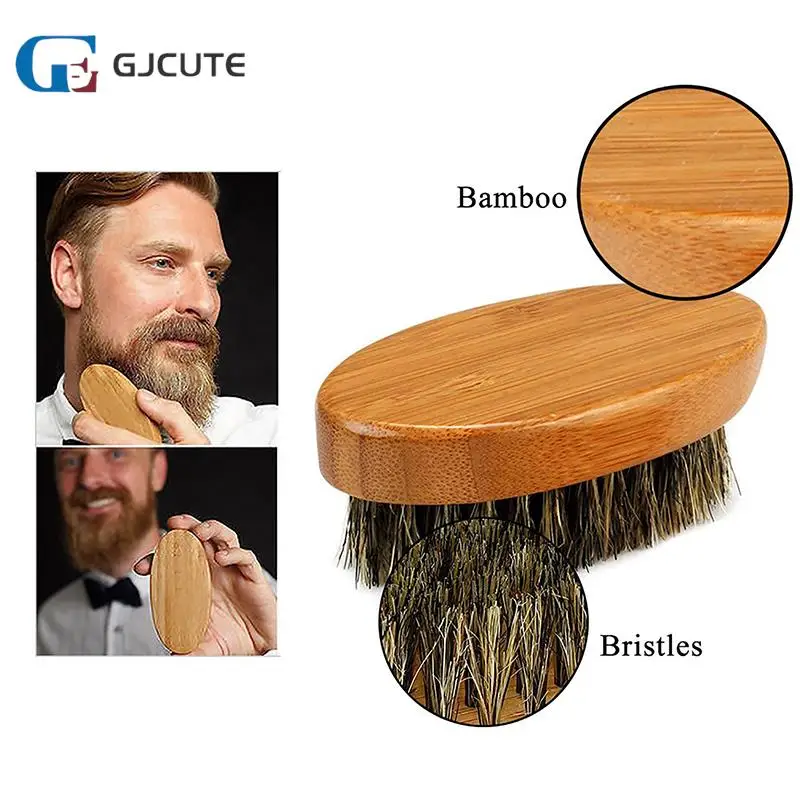 

Natural Boar Bristle Beard Brush For Men Bamboo Beech Wooden Mustache Brush Soft Face Cleaning Tool Massage Styling Barber