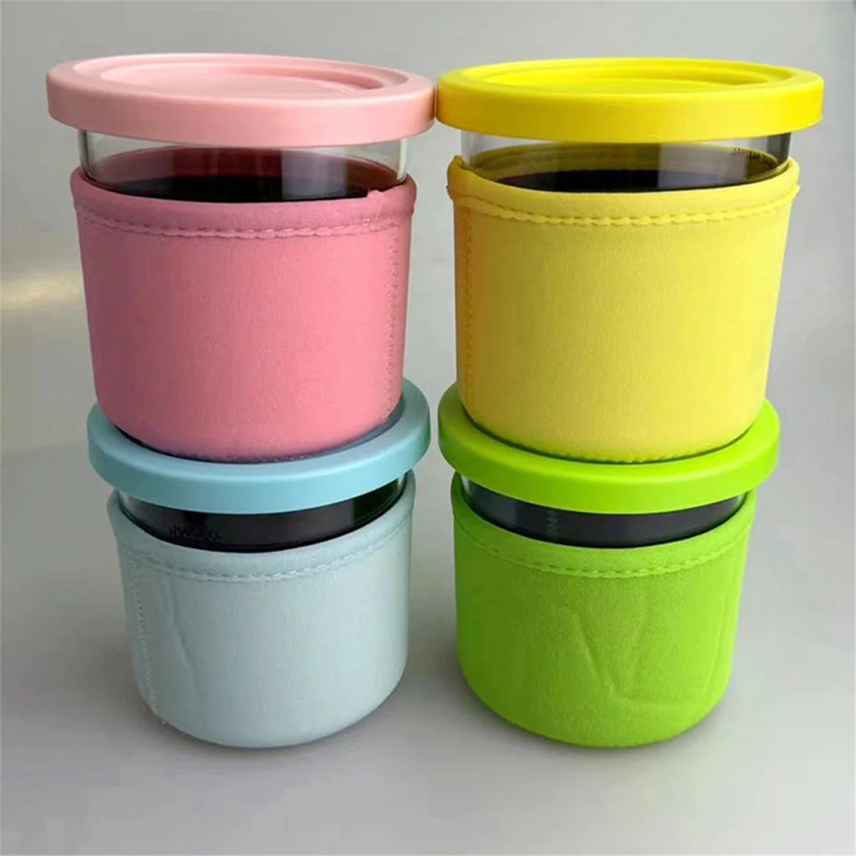 Pack of 4 16OZ Ice Cream Neoprene Sleeve for Ninja Creami Deluxe Accessories Reusable Insulated Sleeves