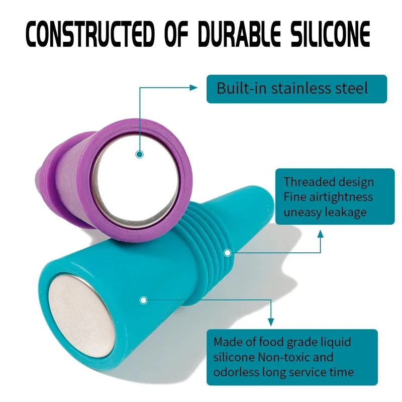 Whiskey Bottle Sealer Leak Proof Whiskey Bottles Sealer Stoppers Silicone Wine Cork Plugs Lid Bar Accessories Reusable Bottle Cap Champagne Saver Tool