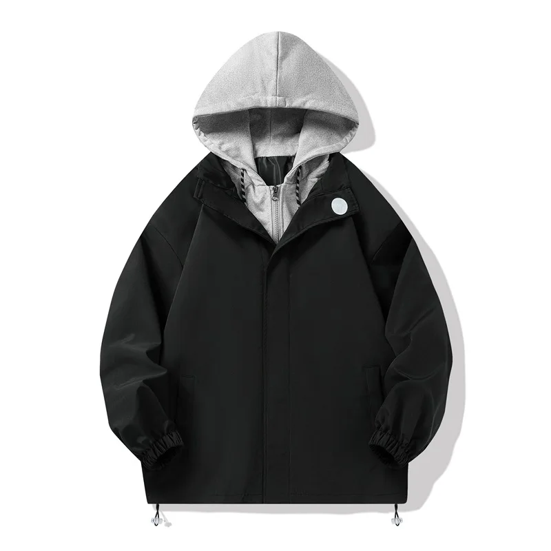 Two-piece Jacket Men's Spring and Autumn Hong Kong Style Loose Fashion Brand Cargo Wear Hooded Couple Dressed Men's Clothing