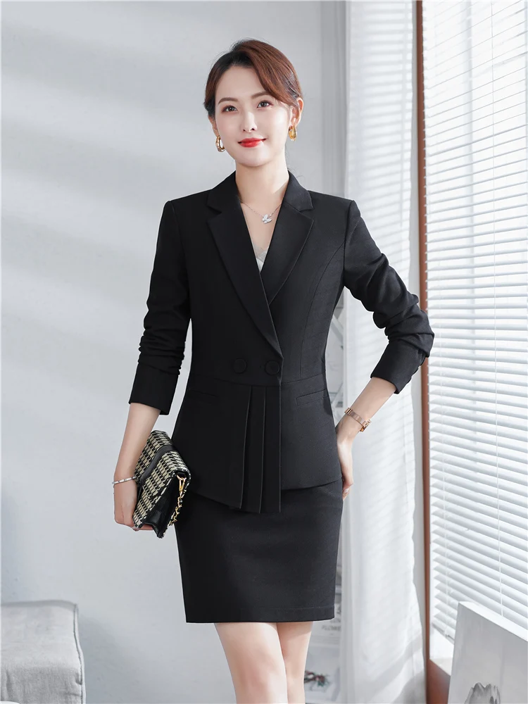 Winter Suit for Women Two Pieces Set Formal Long Sleeve Slim