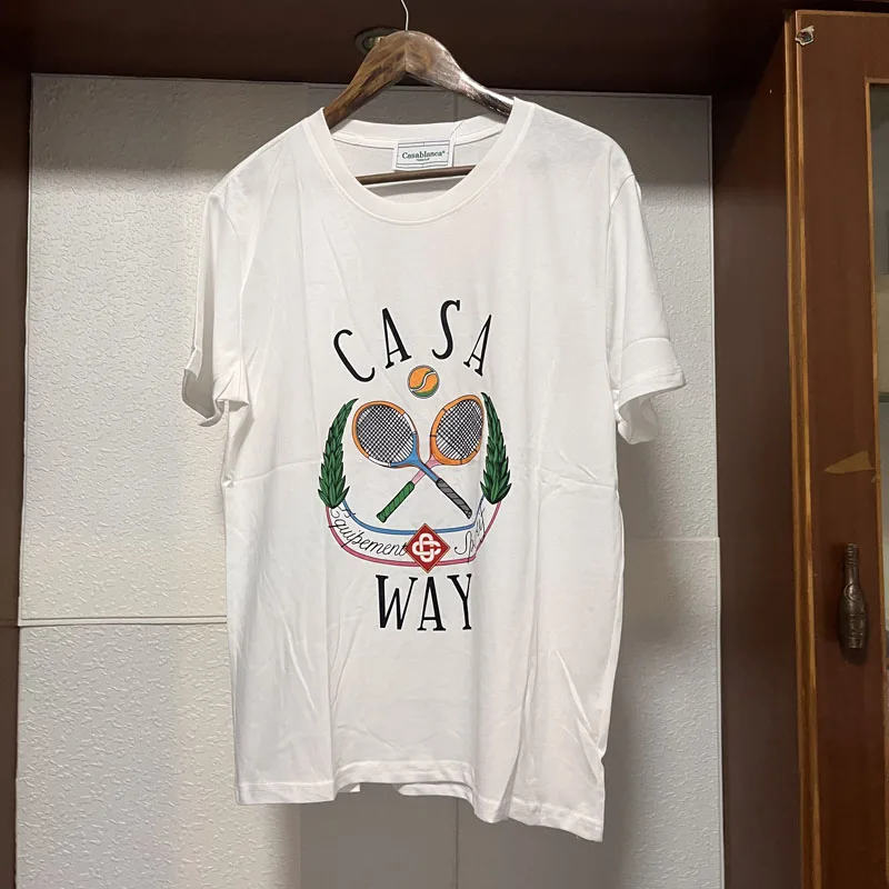

High Quality Casablanca T-shirt Tennis Letter Print CASABLANCA T Shirt Men Women Short Sleeve Top Tee Casual Loose Short Sleeve