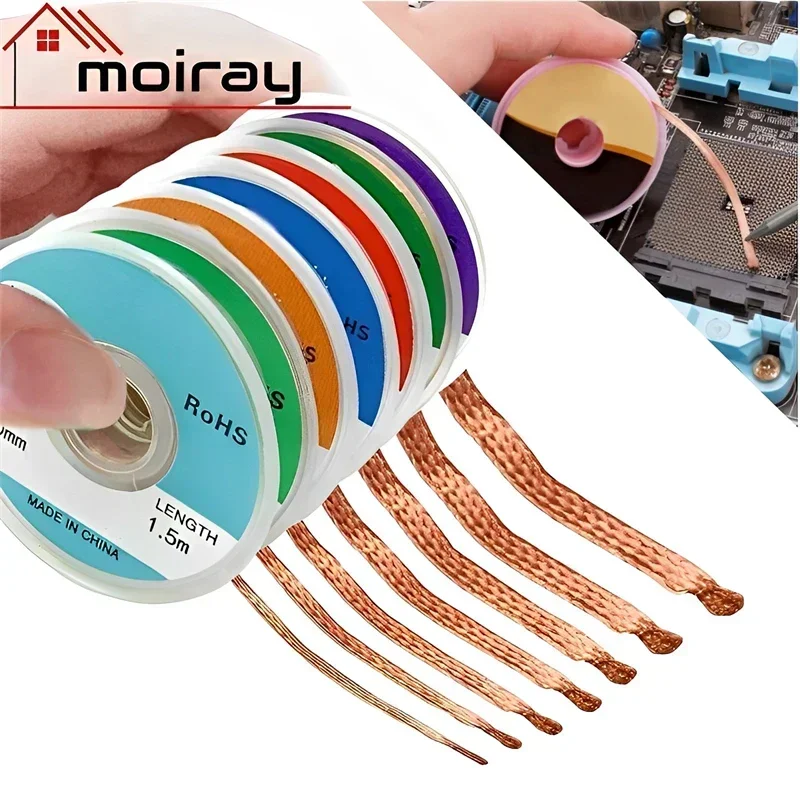 1mm-2.5mm-4mm 1.5M 3M 디 솔더링 브레이드 솔더 리무버 심지 와이어 용접 주석 빨판 케이블 리드 코드 플럭스 수리 도구