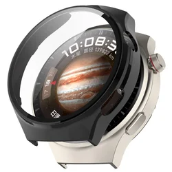 Enhanced Protective Case with Glass Film for Huawei Watch 4 Pro - 2-in-1 Screen Protection Bumper Shell (Black)