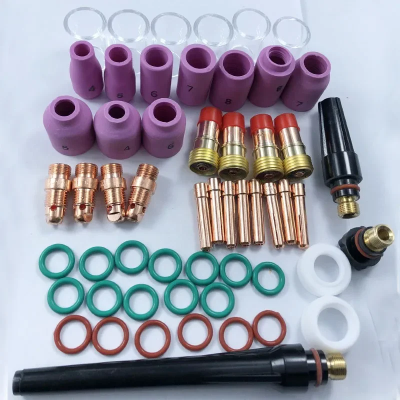 Welding Torch 49Pcs/55pcs TIG Welding Torch Stubby Gas Lens For WP17 WP18 WP26 TIG 10pcs Glass Cup Spares Kit Durable Practical Accessories