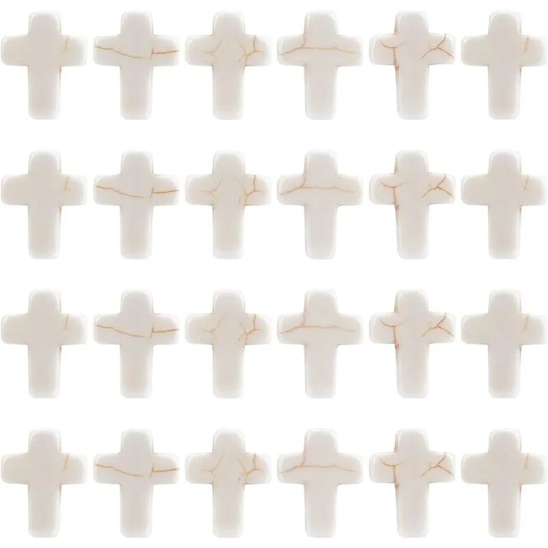 DICOSMETIC 250 Pezzi Perle di Croce 10 Colori - Perline Pietra Turchese a Foro Piccolo 1mm - Mini Crocifisso Per Collana Fai Da Te Gioielli
