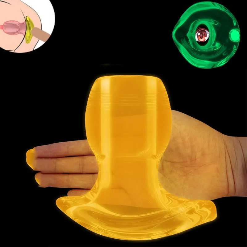Luminous Hollow Anal Plug Dildo For Men Penis Inserting Anus Expand/Speculum/Tunnel Vaginal Clean SM Enema Sex Toys For Women