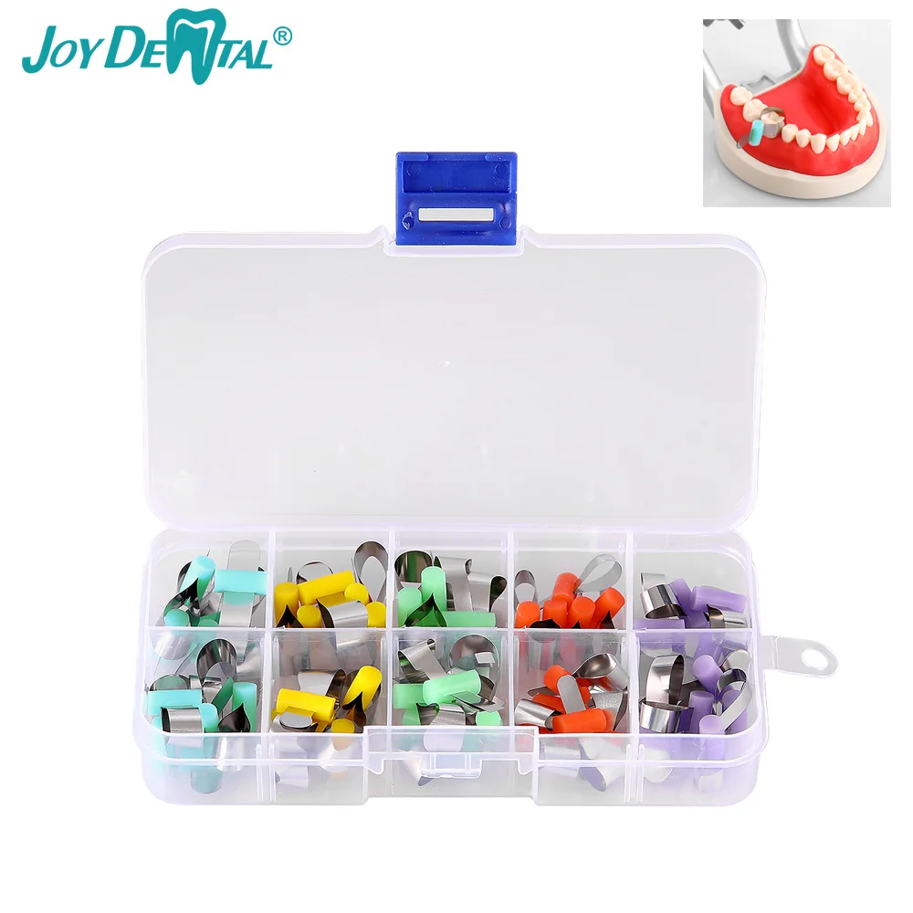 

JOY DENTAL 50Pcs Dental Forming Orthodontic Sectional Contoured Metal Matrices Bands Polyester Lab Matrix Dentist Materials