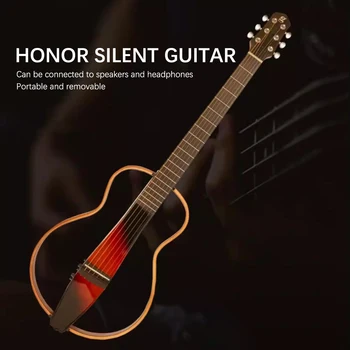 사일런트 기타 백핸드 나무 기타 왼손 스마트 음소거 기타 여행 스피커 기타 부품 및 액세서리 포함, 39 인치