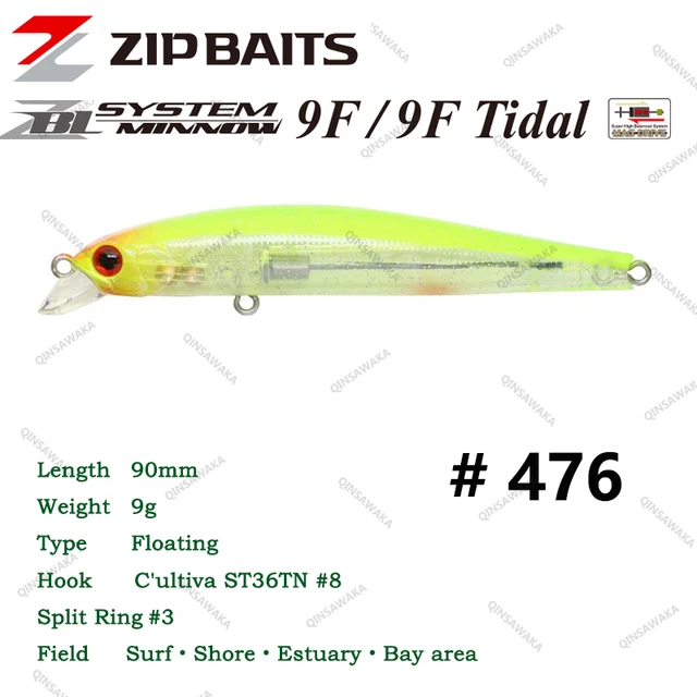 Japan ZIPBAITS ZBL SYSTEM MINNOW 9F Tidal 90mm wobbler