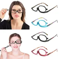 Women Portable Magnifying Rotating Makeup Glasses Flip Down Lenses Colourful Frame Cosmetic Readers Diopter +1.50~+4.0 1