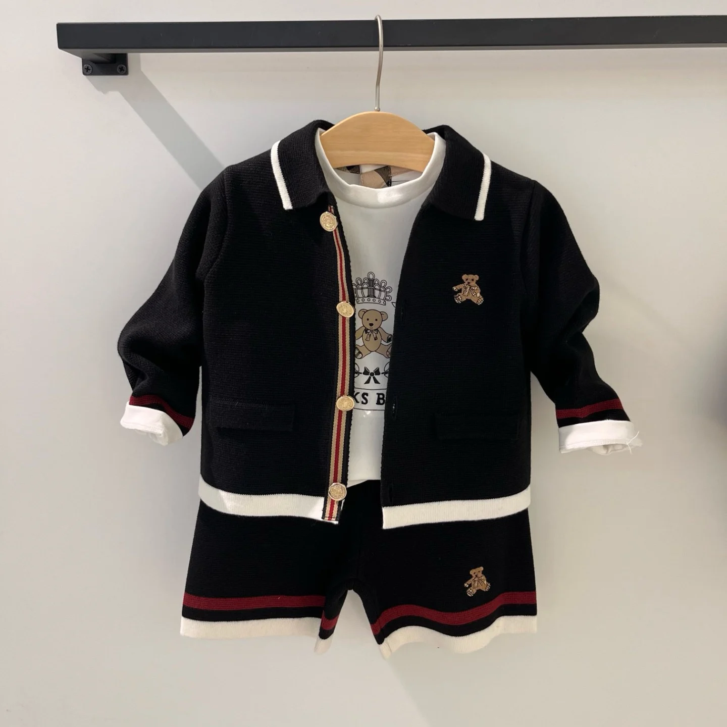 سترة محبوكة أنيقة وبنطلون بخمس نقاط تفصيلية، طقم فاخر للأولاد، ملابس قطنية غير رسمية للربيع والخريف للأطفال