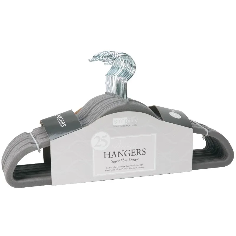 

Simplify 100 Pack Slim Velvet Suit Hangers in Grey
