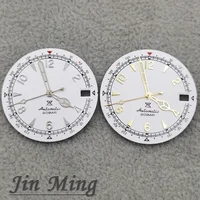 High Quality 28.5mm White Black Blue Green Date NH35 Matte Watch Dial Green Luminous For SKX Mod For NH35 NH36 4R 7S Movement