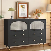 ตู้ลิ้นชักไม้ไผ่เอนกประสงค์ ตู้เก็บของหวายไม้ไผ่สีขาว ตู้ลิ้นชักพร้อมบานประตูสำหรับทางเข้า 6