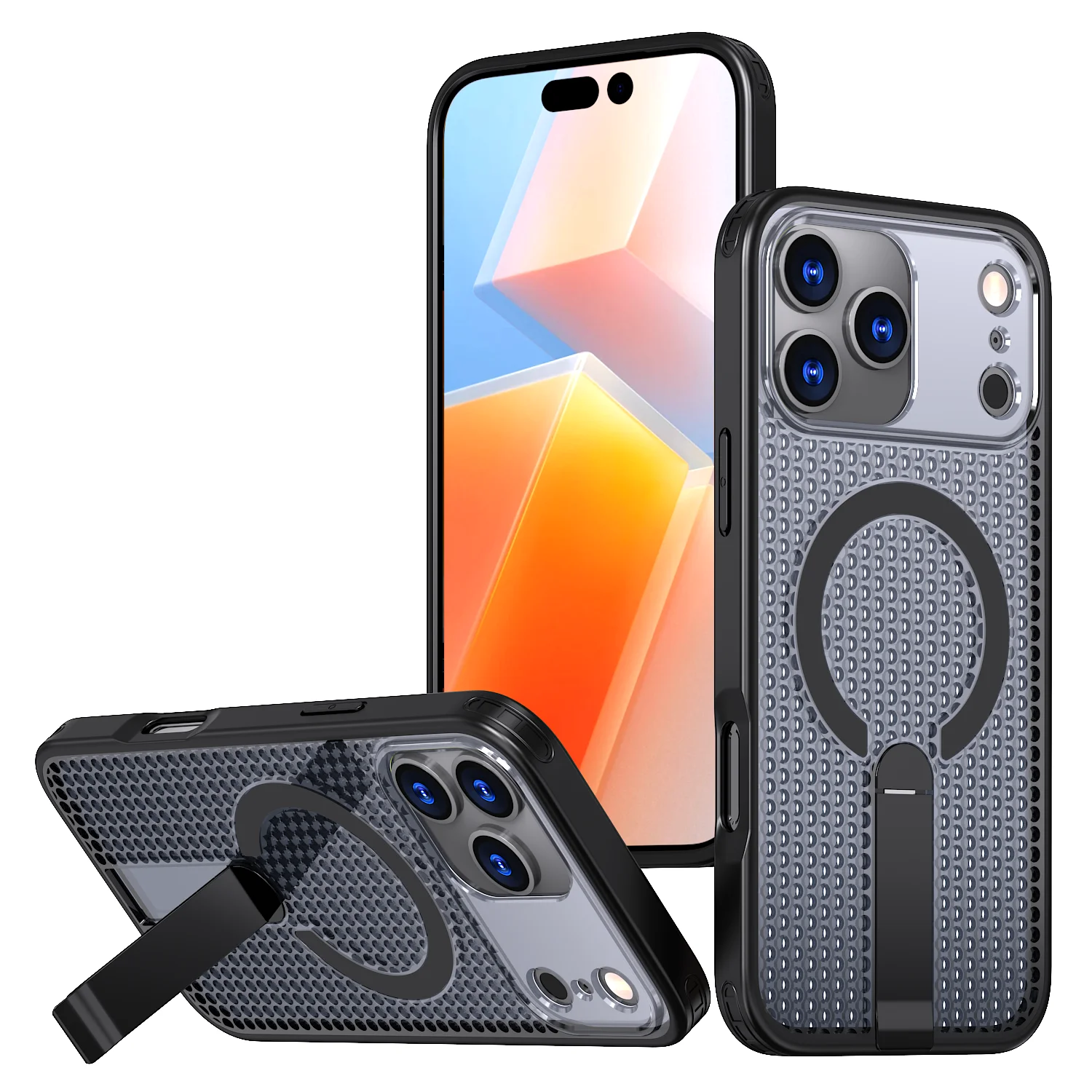 Luxury Magnetic Bracket Rugged Phone Case with Heat Dissipation