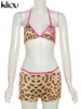 kliou Printed Beach 3 Piece Set Women Hipster Printed Panelled Bandage Bikini Tops+Underpants+Slim Matching Shorts Swim Outfits 6