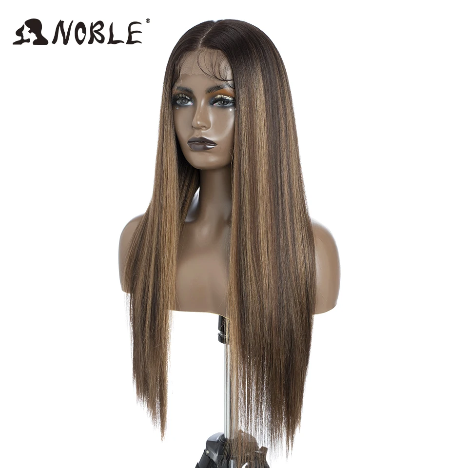 Lace Front Wig Noble Synthetic 30Inch 13X7 Straight Blonde Ombre Glueless Wigs For Women Cosplay Lace synthetic