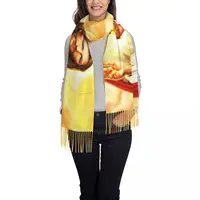 Lady Long Warm Heart Of Jesus Scarves Women Winter Fall Thick Warm Tassel Shawl Wrap Religious Christian Divine Mercy Scarf 2