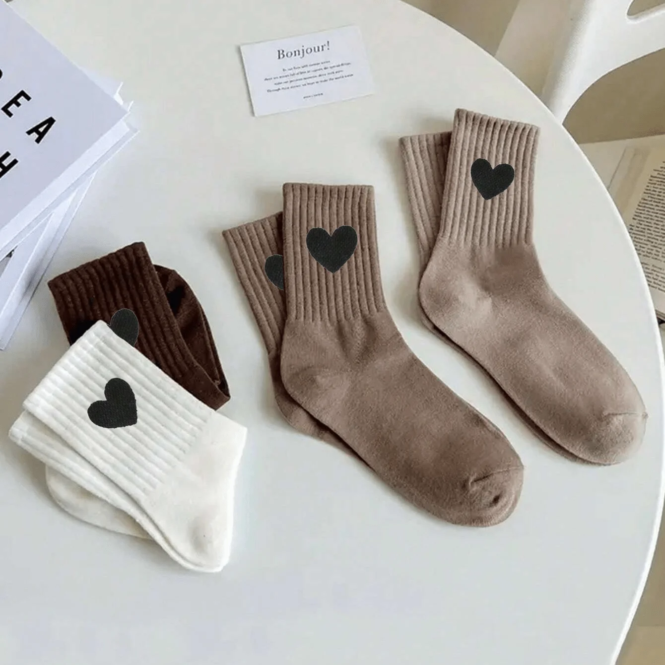 Women's Trendy Heart Crew Socks - Comfortable & Breathable Multi-Pack