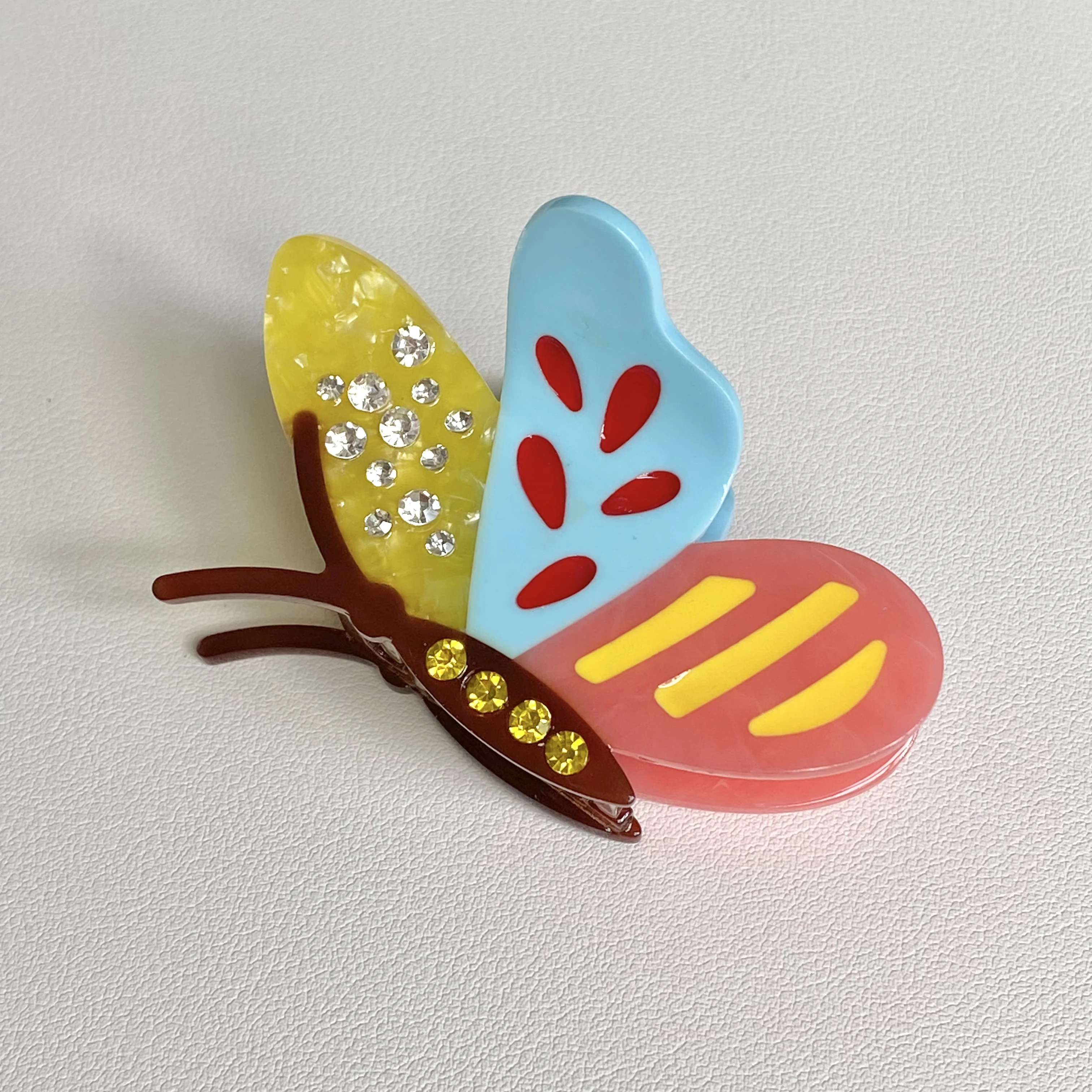 1PC Fresh Butterfly Hair Clips Set,Colorful Rhinestone Decor Hair Accessories, Cute&Sweet Hair Claws For Women Daily Use