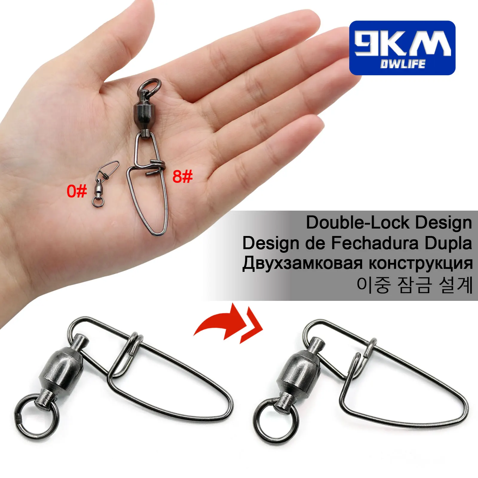 Fishing Snap Swivels 20~100Pcs Ball Bearing Swivels Fishing Connector  Stainless Steel Lure Clip Cross Lock Snap Accessories #0-8