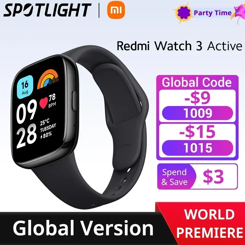  [World Premiere] Global Version Xiaomi Redmi Watch 3 Active 1.83" Display 5ATM Waterproof Bluetooth Voice Call 100+ Sport Modes 