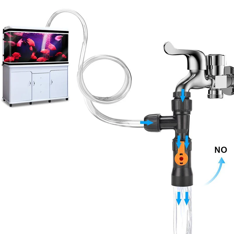 

Aquarium Water Changer Fish Tank Cleaning Splitter Faucet Connector Faucet Nozzles Pump with 2 Faucet Adapters Cleaning Tool