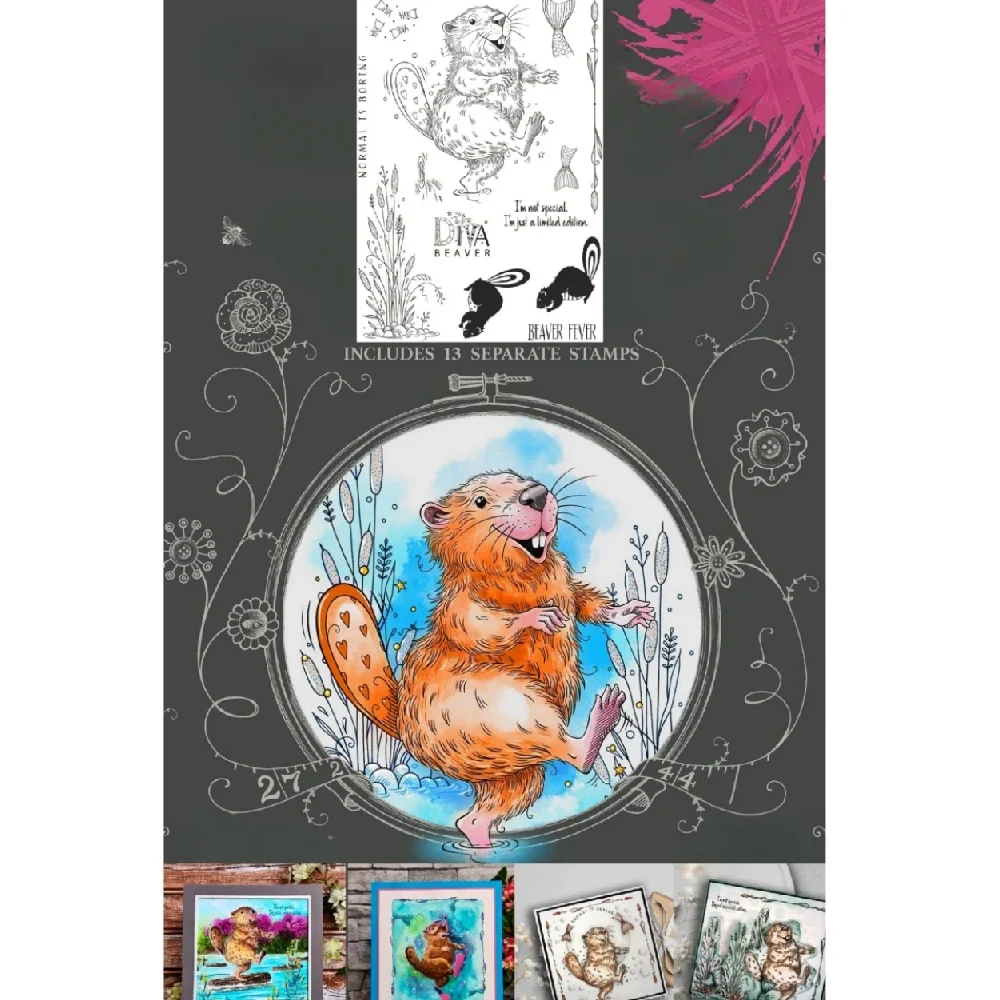 

Cute Beaver Clear Stamps Metal Cutting Dies DIY Scrapbooking Crafts Paper Card Making Template Decoration Greeting Card 2024 New