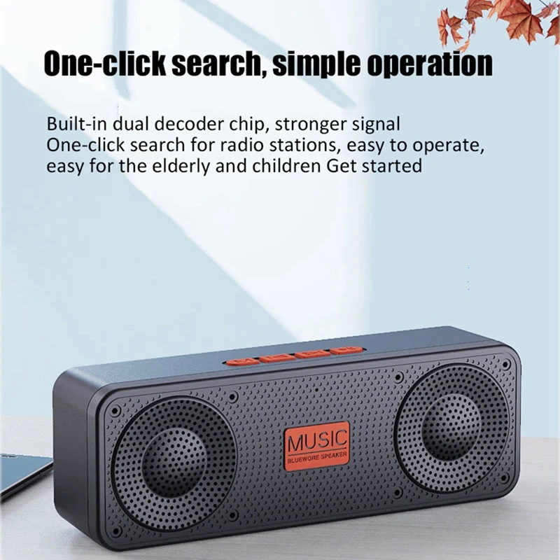 Portable FM Radio Bluetooth 5.0 TWS Speaker MP3 Player