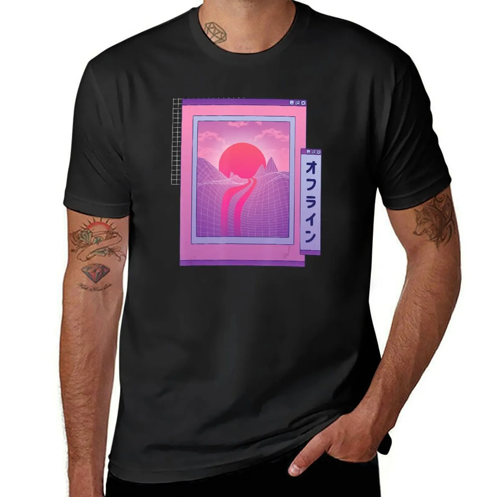 

Aesthetic Japanese Retro Japan Anime Glitch Vaporwave T-Shirt summer clothes quick drying fitted t shirts for men