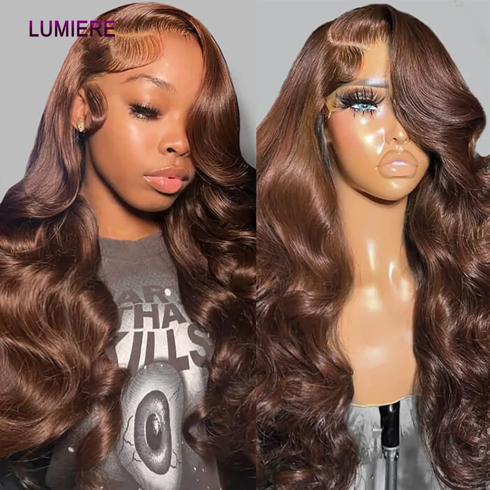 32" Chocolate Brown Ombre Colored Body Wave Wave Human Hair 3/4 Bundles Deal Brazilian Raw Hair Extensions Double Weft